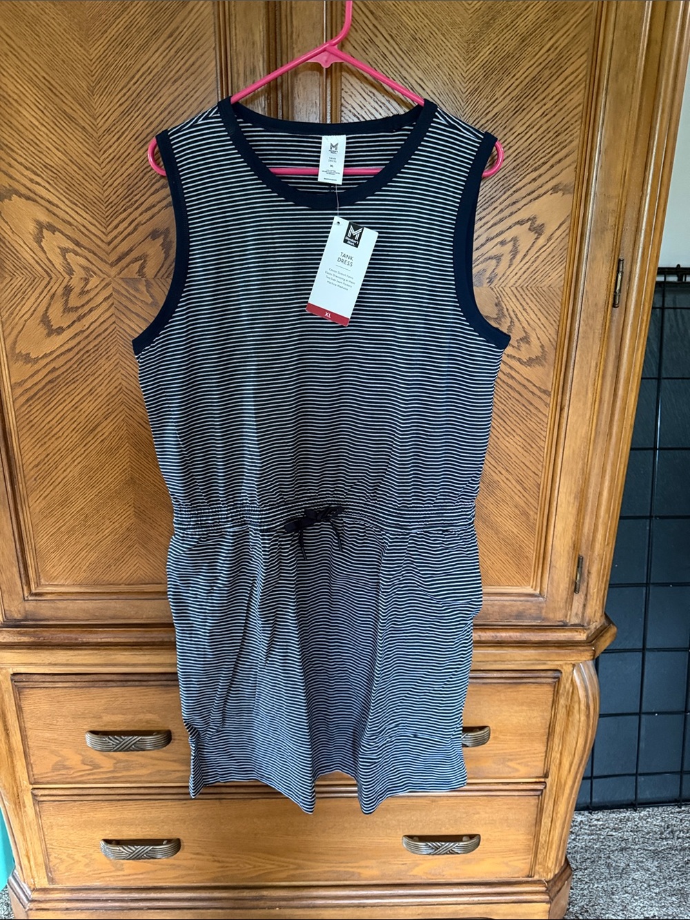 Members Mark Navy Striped Sleeveless T-shirt dress XL